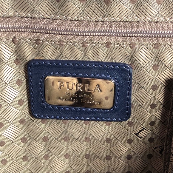 FURLA Blue Leather Handbag with Bow - Picture 5 of 6